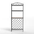 Industrial Wine Rack Bar Table, 3 Tier Liquor Bottle And Glass Holder With Storage Shelves, Metal And Wood Wine Organizer For Home Kitchen, Dining Room, And Living Room Black Brown Kitchen American