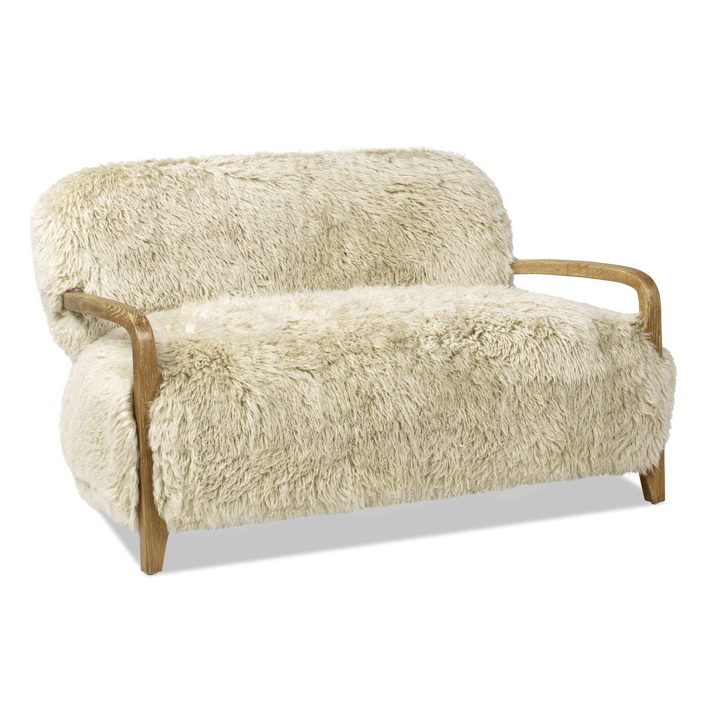 Enchante 52.5" Zealand Sheepskin Accent Loveseat Taupe Natural Foam Fur