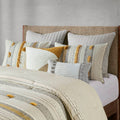 3 Piece Cotton Comforter Set Gray Yellow King Cal King King Gray Yellow Cotton