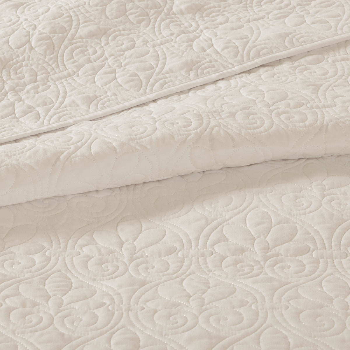 Reversible Bedspread Set Cream Twin Cream Cotton