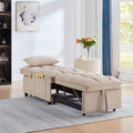 4 In1 Multi Function Single Sofa Bed With Storage Pockets,Tufted Single Pull Out Sofa Bed With Adjustable Backrest And Pillows ,Convertible Chaise Lounge,Taupe Taupe Velvet Metal Primary Living Space American Design Armless Foam Velvet 1 Seat