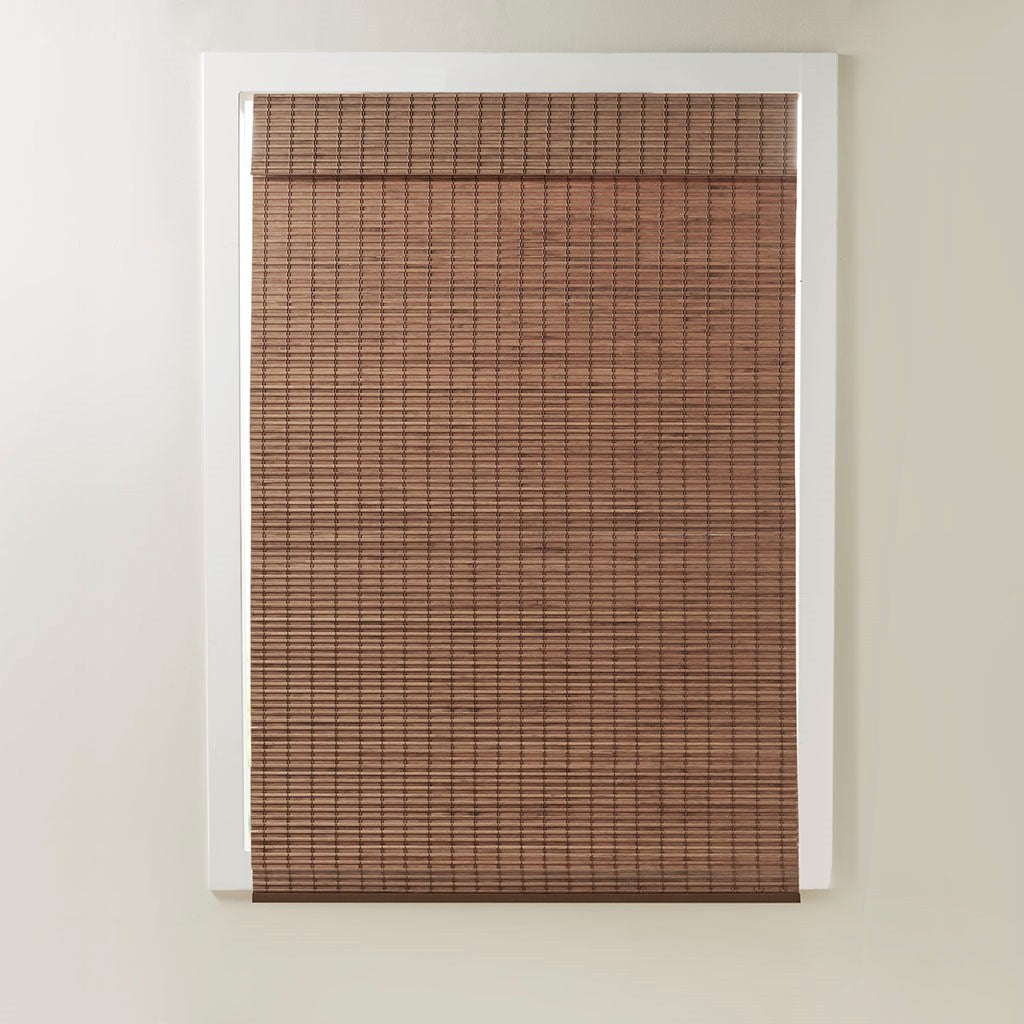 Bamboo Light Filtering Roman Shade 64"L Teak Bamboo