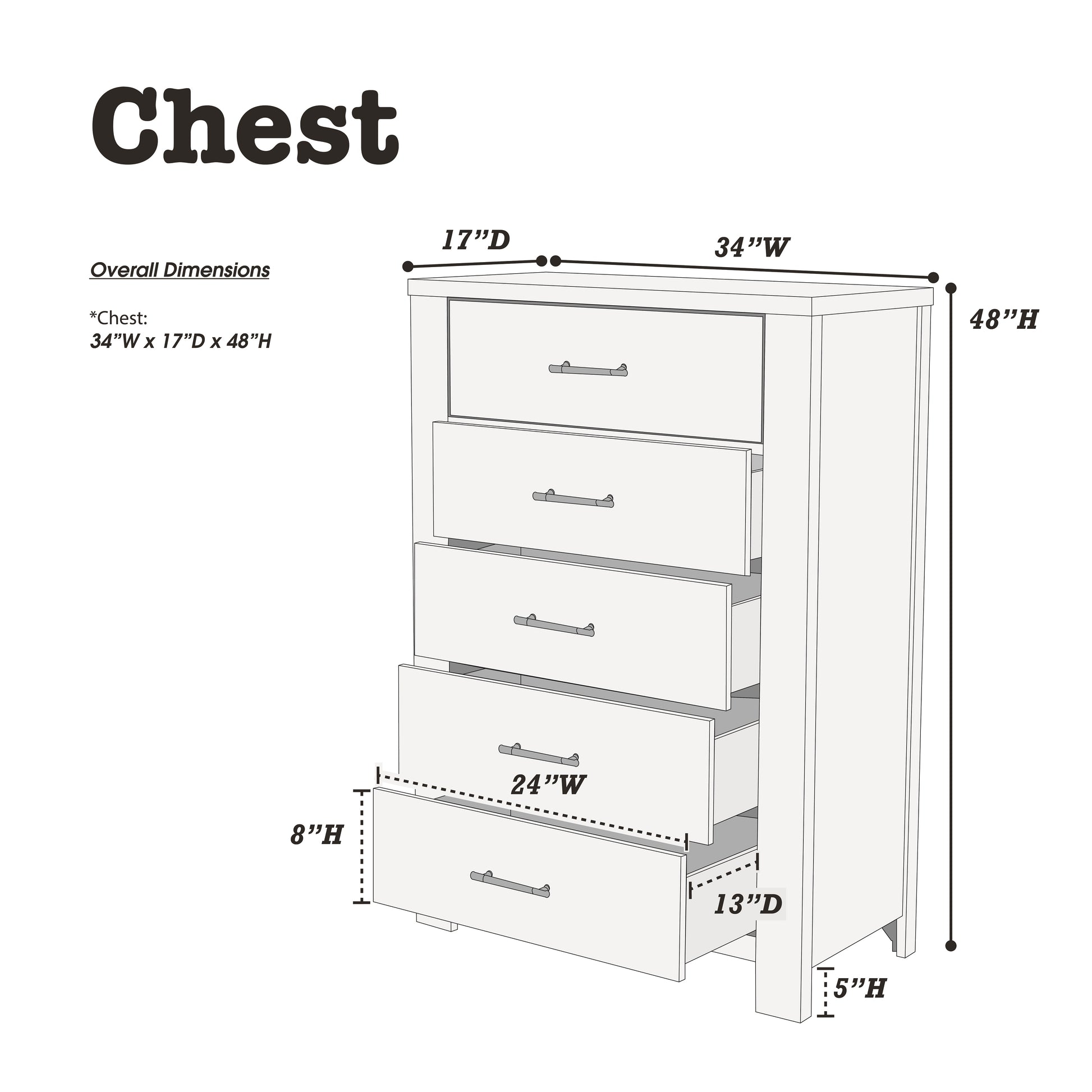 Oak Finish 1Pc Chest Of Drawers Wooden Texture 5X Drawers Storage Bedroom Furniture Oak Bedroom Contemporary,Modern,Transitional Rubberwood Particle Board Mdf,Rubber Wood
