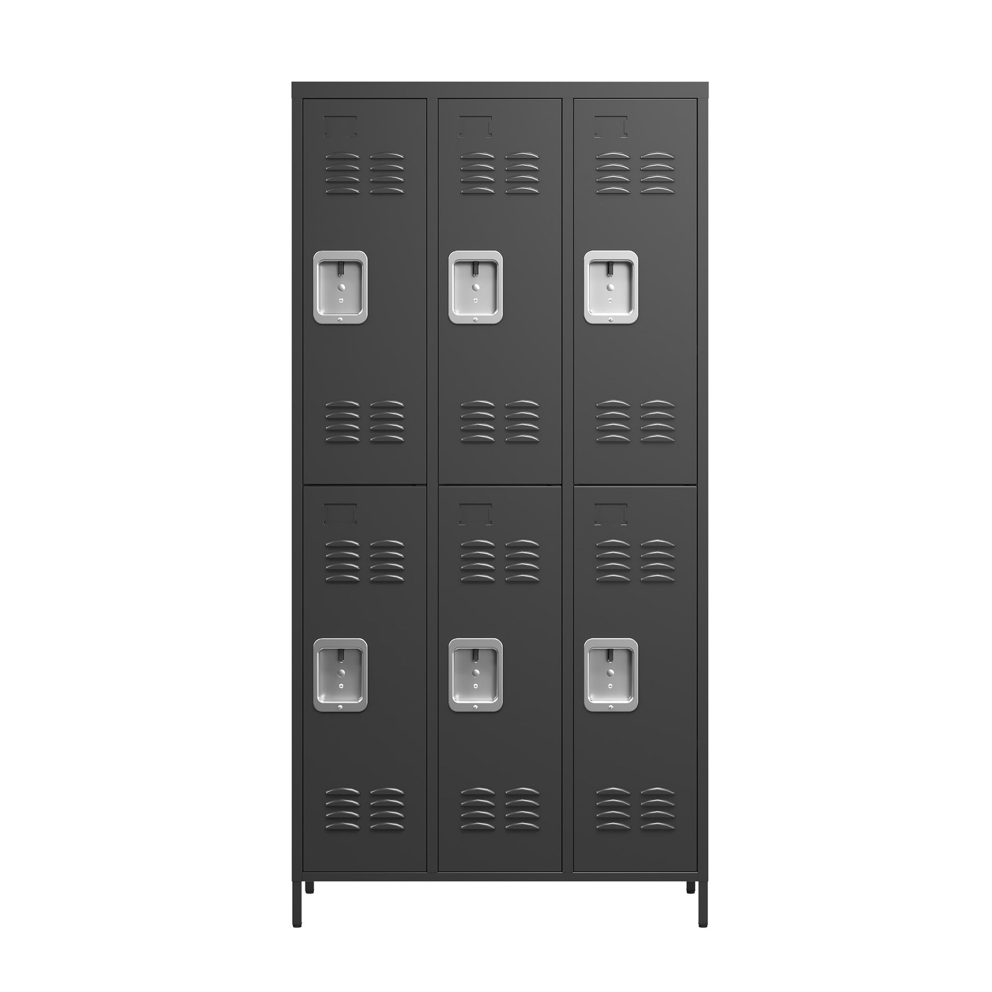 6 Door 72"H Metal Lockers With Lock For Employees,Storage Locker Cabinet For Home Gym Office School Garage,Black 5 Or More Spaces Black Primary Living Space Modern Metal