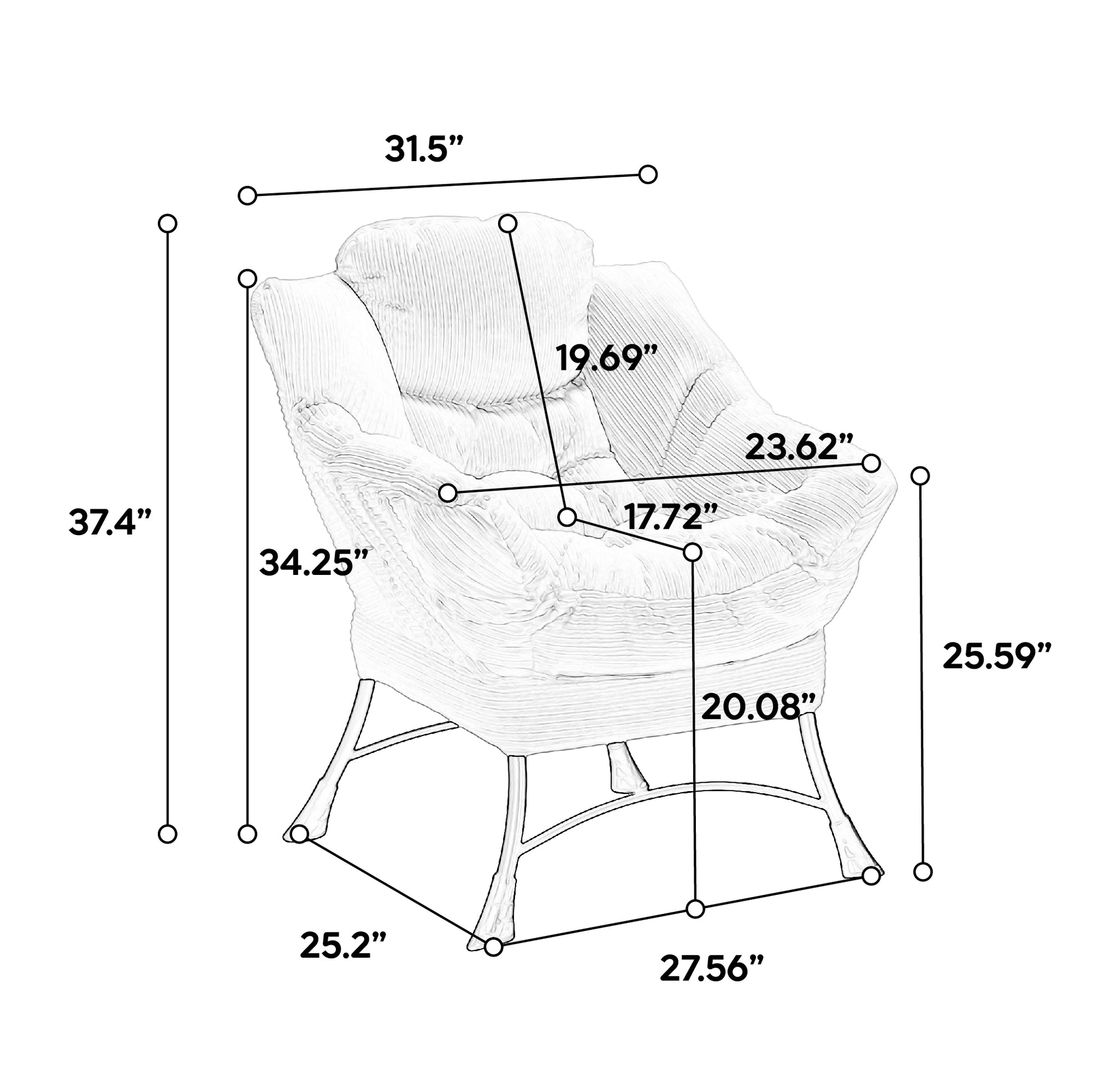 Lazy Chair With Ottoman, Modern Lounge Accent Chair With Armrests And A Side Pocket, Leisure Upholstered Sofa Chair Reading Chair With Footrest For Small Space, Corner Chair White White Cotton Steel