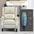 Homcom Vibration Massage Recliner Chair For Living Room With Heat, Wingback Single Sofa, Modern Linen Fabric Push Back Reclining Chair With Footrest, Side Pocket, White White Linen