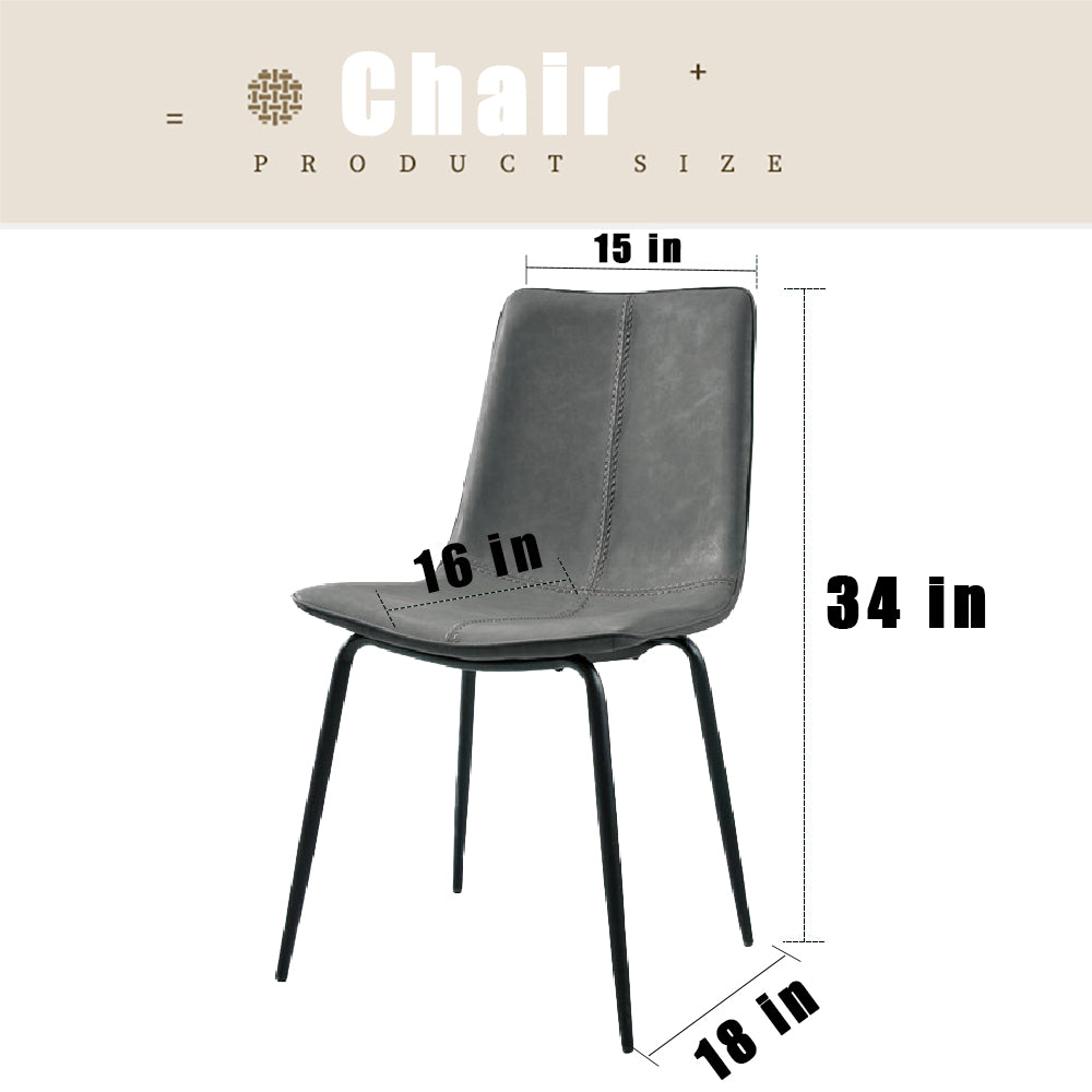 Dining Chairs,Faux Leather Dining Chairs Set Of 2, Kitchen Dining Room Chairs With Backrest And Metal Leg,Mid Century Modern Armless Chair,Upholstered Seat,Grey Gray Pu Set Of 2 Carbon Steel Pu Leather