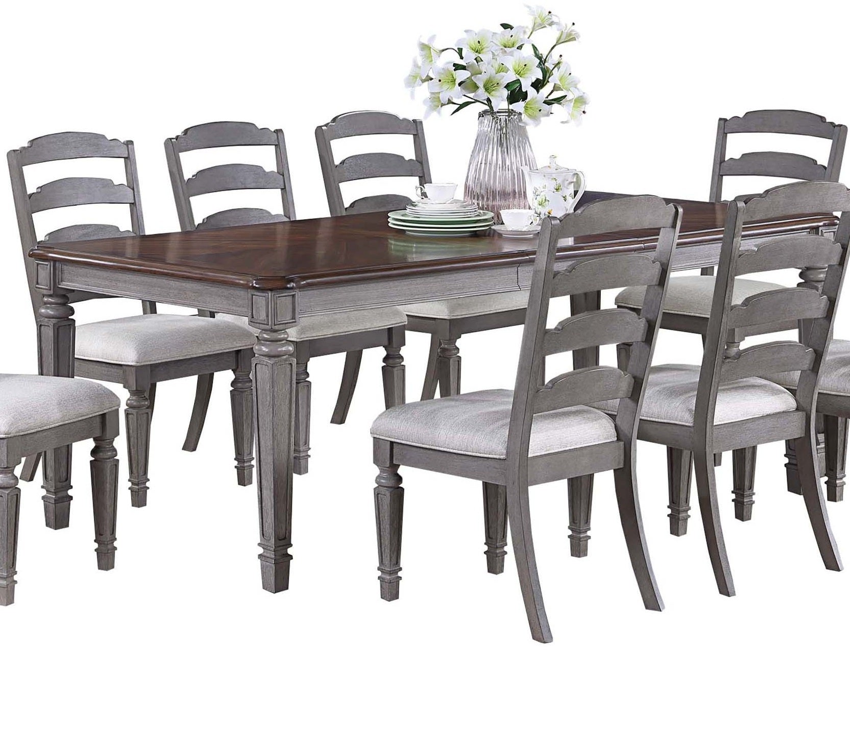 Light Grey And Cherry Contemporary Style 1Pc Dining Table Wooden Frame Dining Room Furniture Cherry,Light Grey Seats 6 Dining Room Classic,Contemporary,Modern Rubberwood Kitchen & Dining Tables