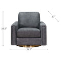 Hayward Swivel Leather Chair Gray Memory Foam Genuine Leather