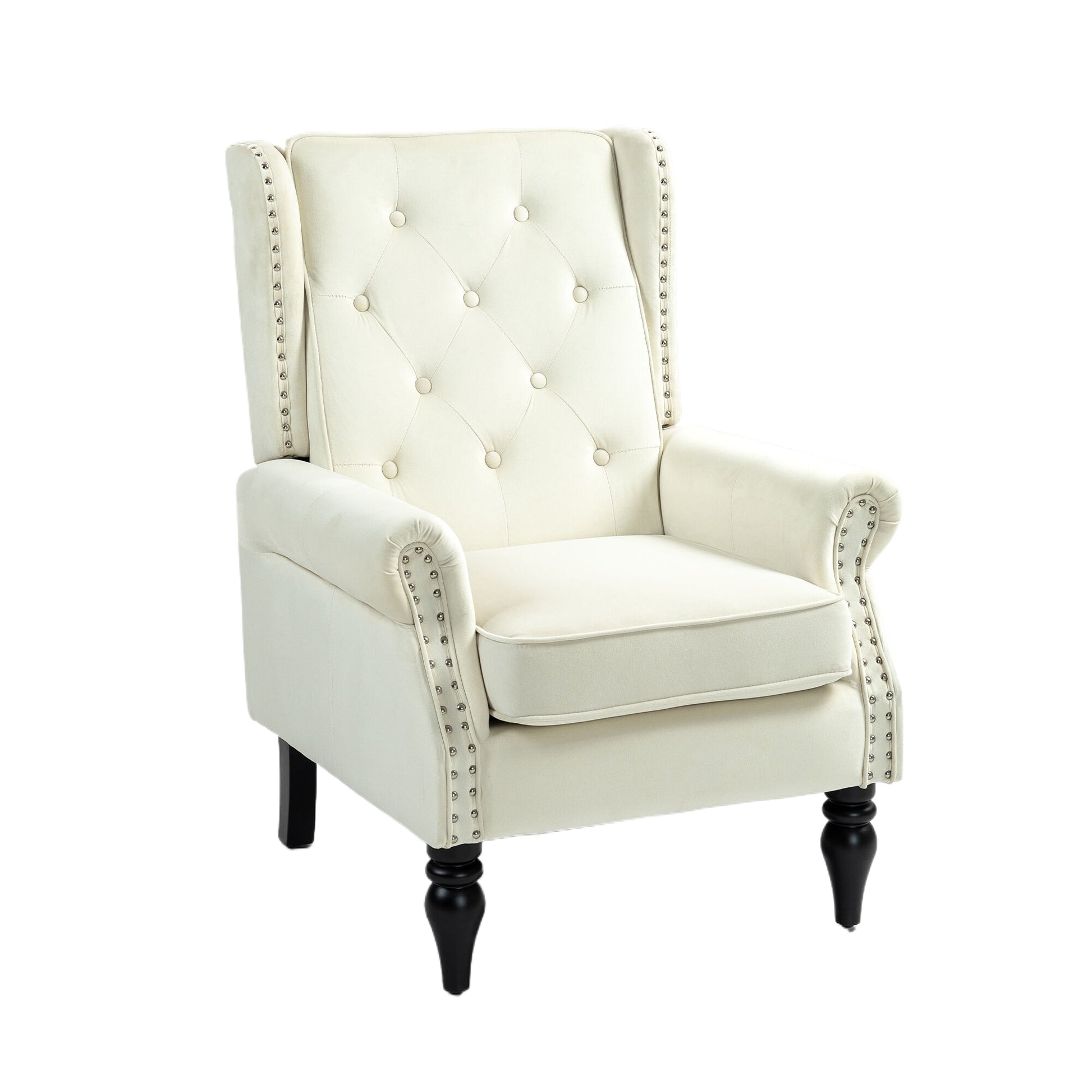 Coolmore Wood Frame Armchair, Modern Accent Chair Lounge Chair With Sturdy Wood Legs For Living Room Bedroom Beige Beige Primary Living Space Foam Velvet