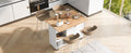 K&K Kitchen Island With Foldable Counter Top, Kitchen Storage Cart With Slide Out Shelf, Towel Rack And Drawer, Rolling Kitchen Cart On Wheels, For Kitchen, Living Room, Dining Room, White White Brown Kitchen Classic,Farmhouse,Luxury,Modern Rectangular