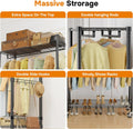 Rolling Clothes Rack, Heavy Duty Clothing Rack, 3 Shelf Portable Adjustable Wardrobe Closet With Wheels, Hanging Rods & Side Hooks, 43.3