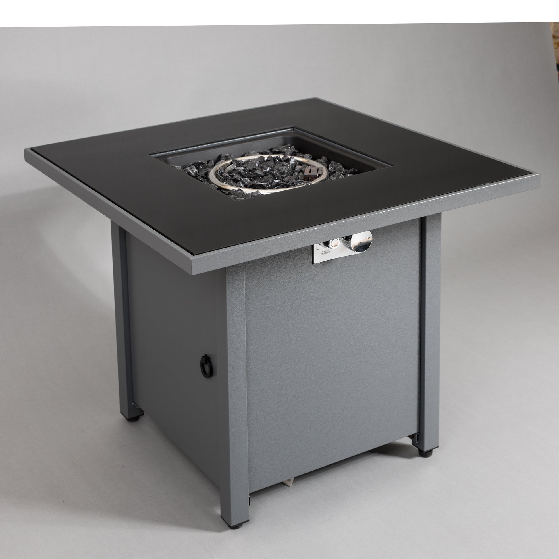 25" H X 30" W Steel Outdoor Fire Pit Table With Lid Gray Modern Steel