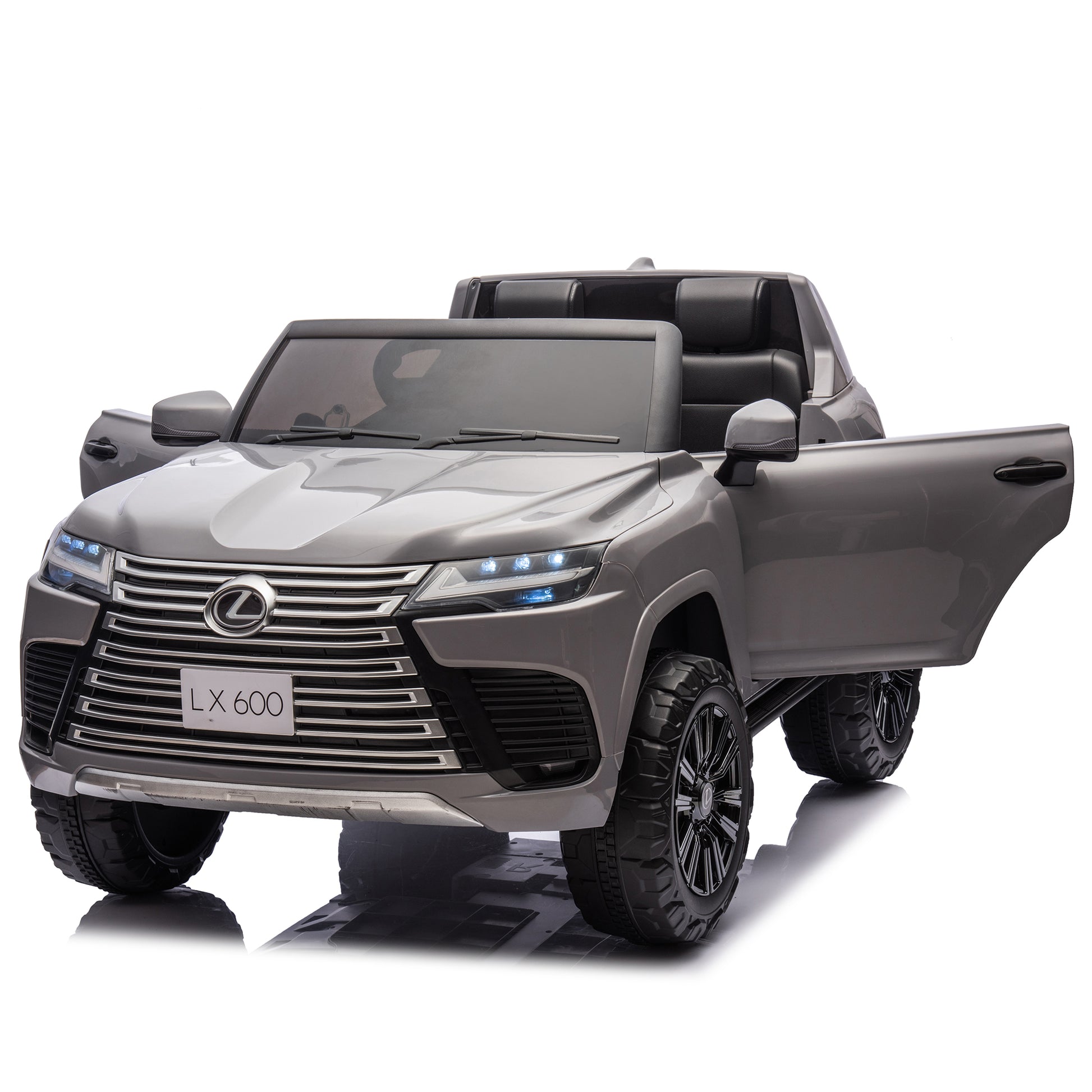 Licensed Lexus Lx600 24V Two Seater Kids Ride On Car W Parents Control,Seat Width 20 Inches,2Wd,Four Wheel Suspension,Bluetooth,Mp3,Music,Adjustable Volume,Power Display,Speeds 1.86 3.11Mph For Kids. Gray Polypropylene