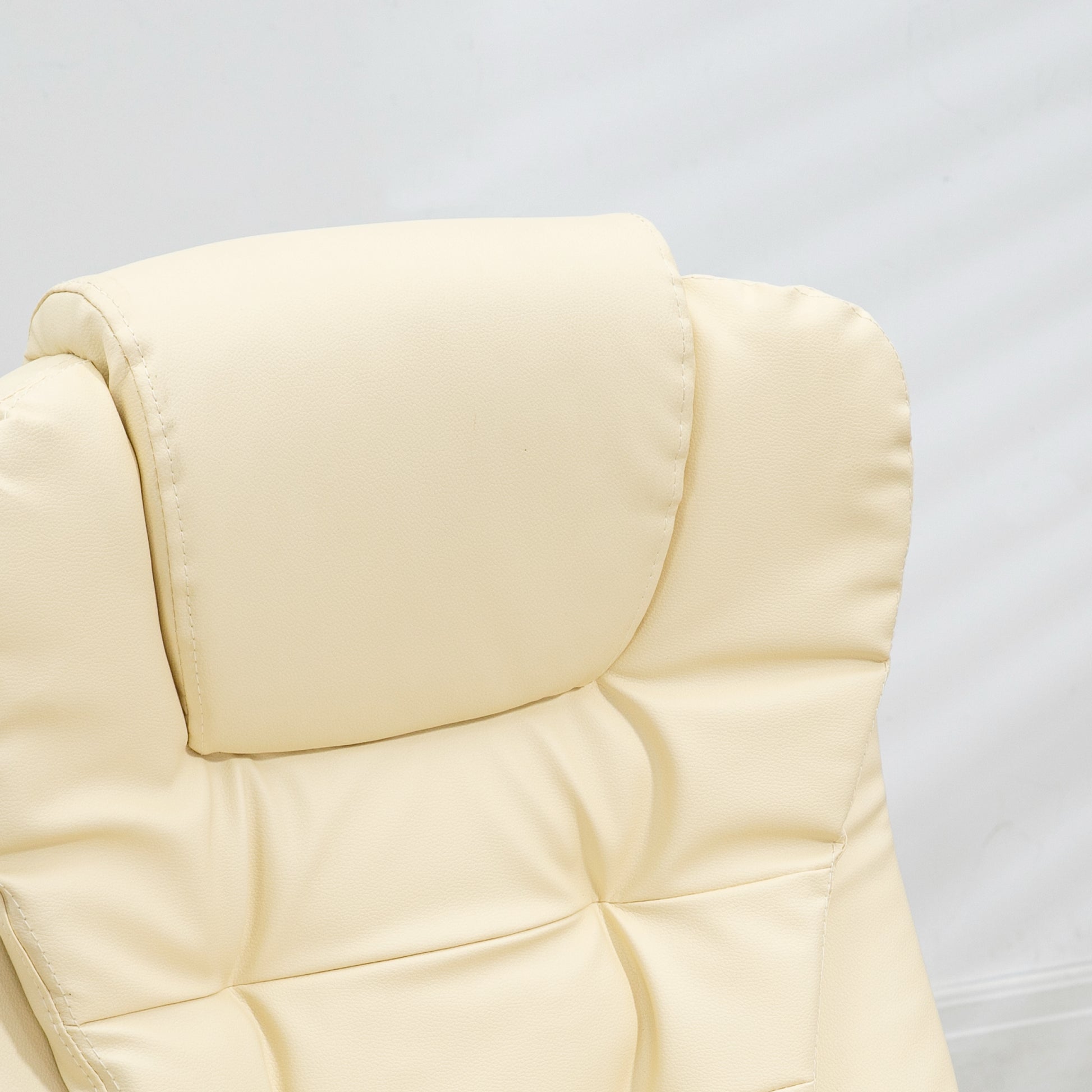 Homcom High Back Vibration Massage Office Chair With 6 Vibration Points, Heated Reclining Pu Leather Computer Chair With Armrest And Remote, Beige Beige Pu