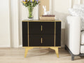 Two Fitted Two Drawer Card Gold Bar Headboards Black Wool