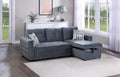 Gray Velvet Convertible Sectional Sofa Pull Out Bed Couch Storage Chaise Tufted Reversible 2Pc Sectional Living Room Gray Primary Living Space Tufted Back Contemporary,Modern L Shaped Square Arms Velvet 4 Seat
