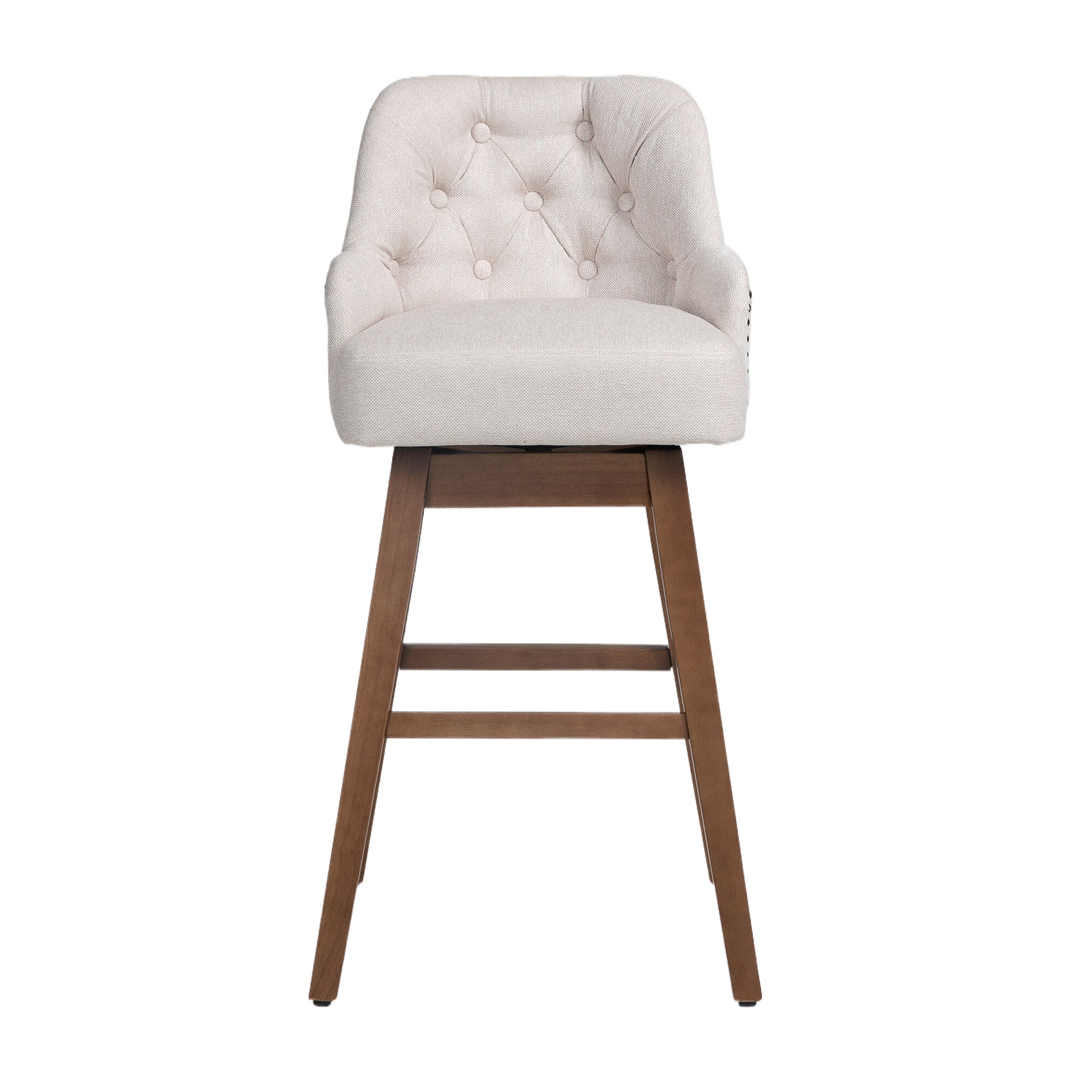 Coolmore Bar Stools Set Of 2 Counter Height Chairs With Footrest For Kitchen, Dining Room And 360 Degree Solid Wood Legs Swivel Bar Stools Set Of 2 Beige Linen Beige Foam Linen