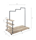 Oak And Sandy Grey 4 Shelf Hanger Rack 3 Oak Standard Horizontal Primary Living Space Open Back Wood Wood Metal