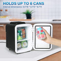 4L 6 Can Mini, Portable Cooler & Warmer Freon Free Small Refrigerator, Compact Fridge For Skincare, Beverage, Food, Cosmetics, Black Black Plastic