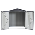 Xwt014 Garden Metal Storage Shed Gray White 6X4X6Ft Outdoor Storing Tools Rainproof Hinge Door Version Grey Metal