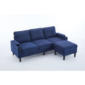 Blue Color Knock Down 3 Seat Combo Sofa With Storage Ottoman For Living Room Apartment Bedroom And Compact Room,Room, Upholstered Sectional Couch, L Shaped Bench With A Footrest, A Individual Stool White Wood Primary Living Space Heavy Duty Pine 3 Seat