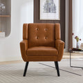 Modern Soft Leather Material Ergonomics Accent Chair Living Room Chair Bedroom Chair Home Chair With Black Legs For Indoor Home Light Brown Pu Light Brown Foam Upholstered