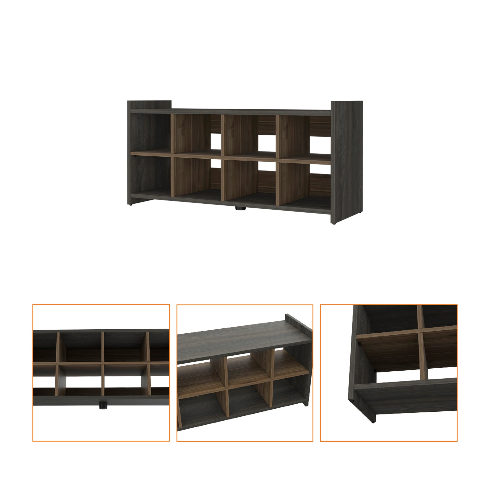 Harrison Entryway Shoe Rack, Eight Cube Spaces 8 Or More Brown Horizontal Primary Living Space Wood Contemporary Melamine Engineered Wood