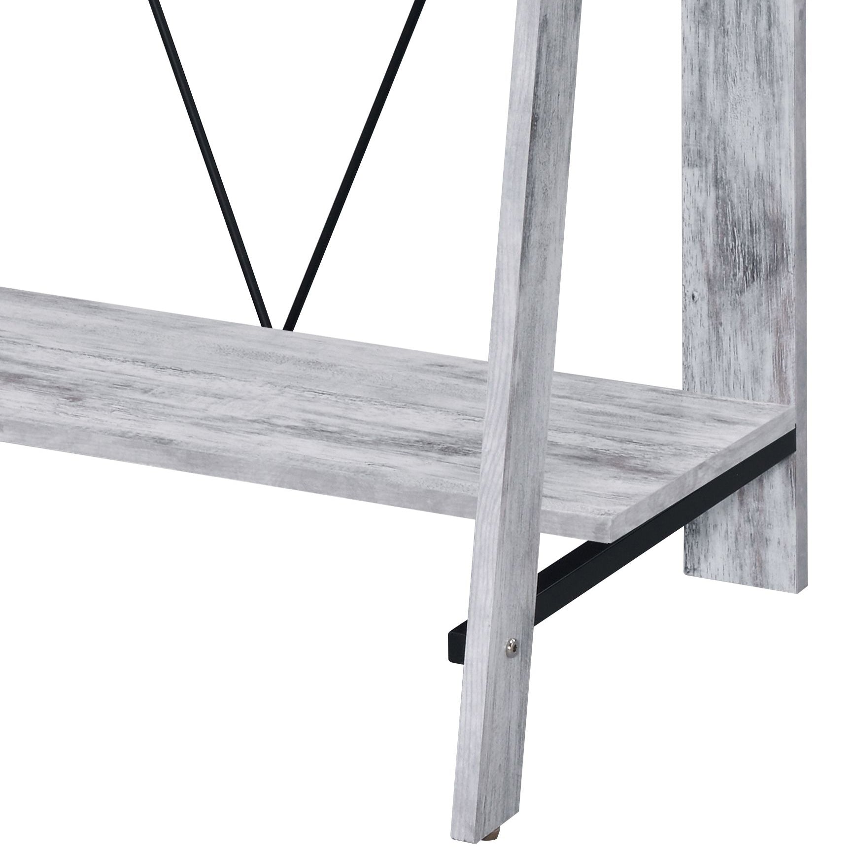 Nypho Antique White& Black Finish Writing Desk White Synthetic Wood