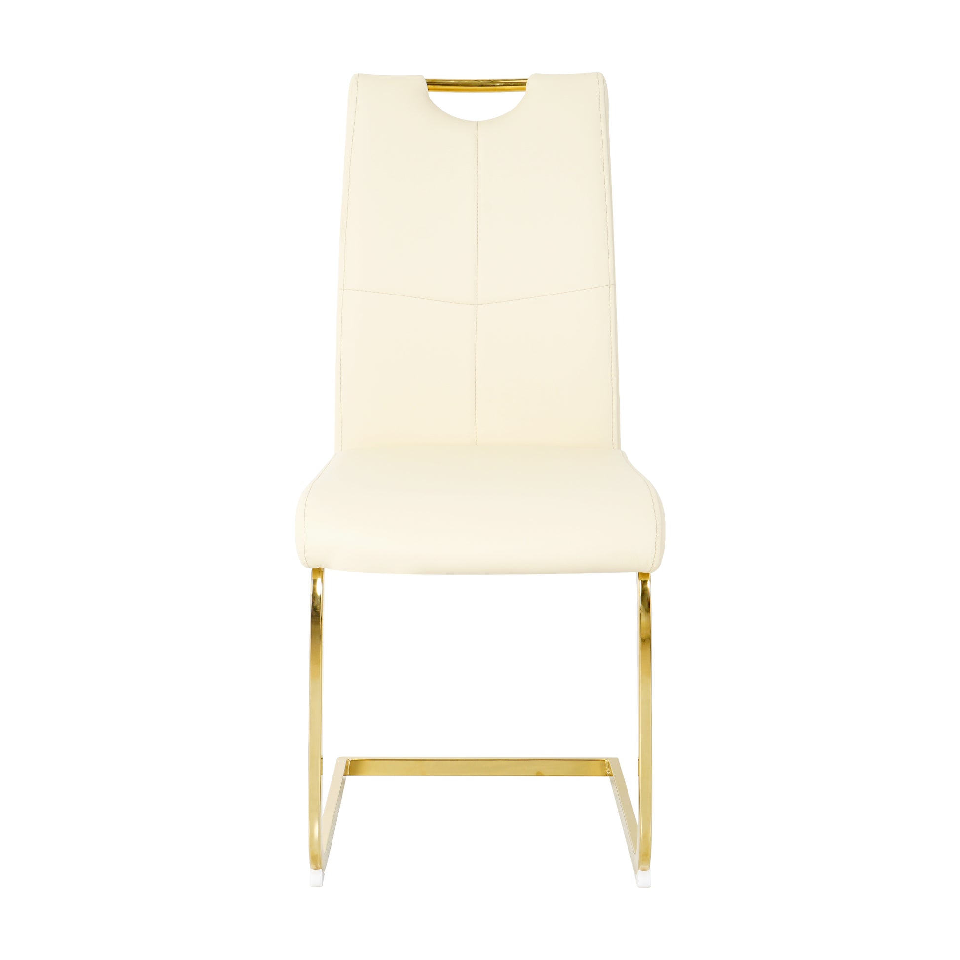 Modern Pu Dining Chair Living Room Chair Upholstered Chair, Gold Metal Chair Leg Design, Kitchen, Living Room, Bedroom, Dining Room Side Chair Set Of 2 Light Yellow Metal