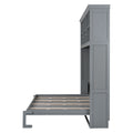 Queen Size Murphy Bed Wall Bed With Top Shelves & Usb,Gray Queen Gray Plywood