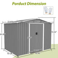 8X6 Ft Outdoor Tool Storage Shed With Metal Foundation & Lockable Doors, All Weather Metal Sheds For Garden, Patio, Backyard, Lawn, Gray Gray Metal