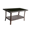 Four Piece Sofa Set Table With Sofa Chair Pe Rattan Outdoor Furniture Hy4 001 Box *1 With Sapphire Blue Color Cushion Yes Brown Uv Resistant Frame Water Resistant Cushion Iron