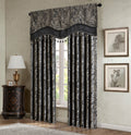 Jacquard Window Rod Pocket Valance With Beads Black 50X18