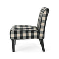 Accent Chair Black White Fabric