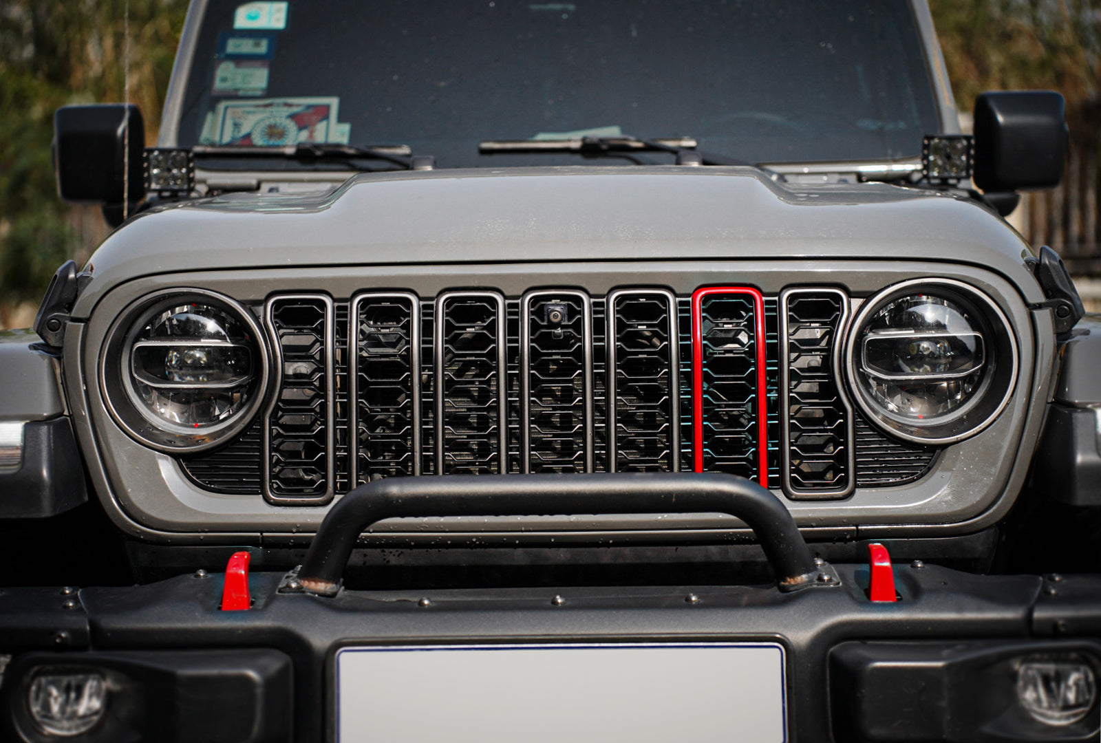 Front Mesh Grille Grid Grill For 2018 2024 Jeep Wrangler Rubicon Sahara Sport Jl Jt Grill With Camera Hole Black Plastic Black Abs