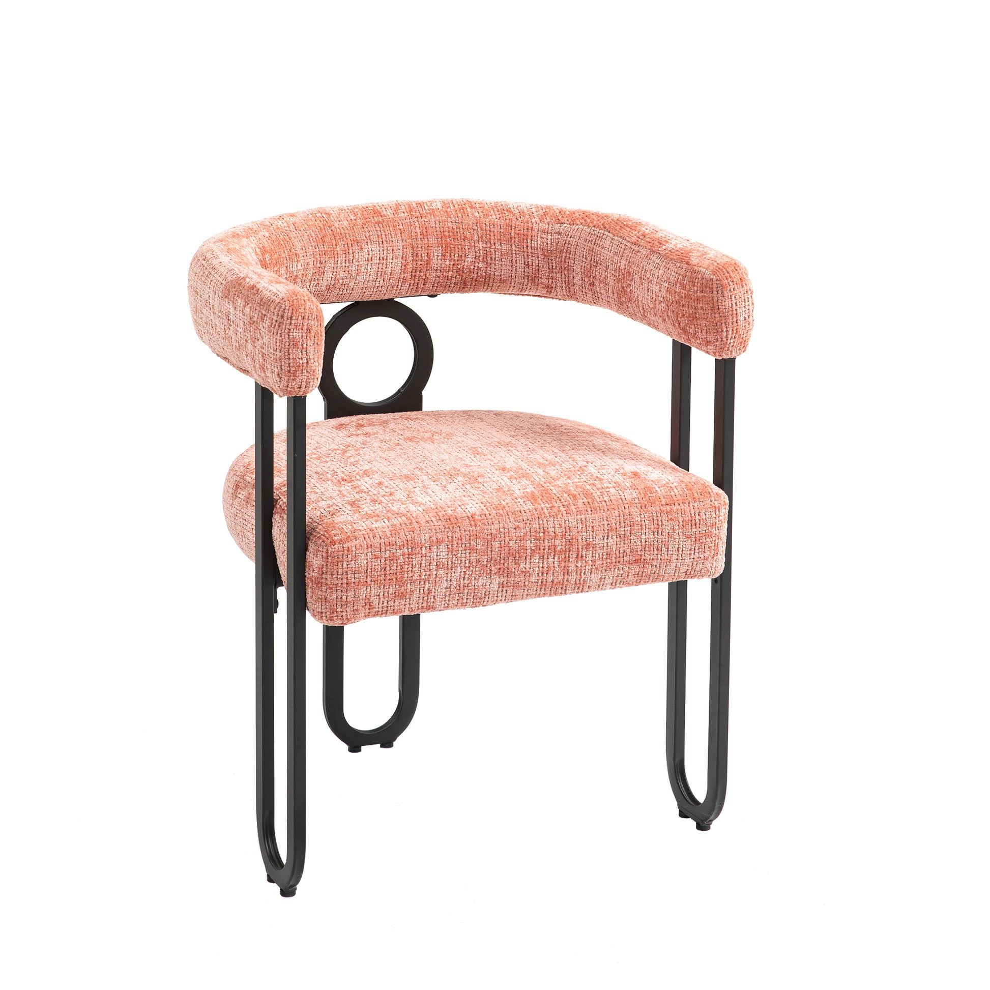 Coolmore Contemporary Designed Velvet Fabric Upholstered Accent Dining Chair Barrel Side Chairs Kitchen Armchair For Living Room Set Of 2 Pink Linen Pink Dining Room Foam Chenille