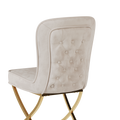 Dining Chair Set Of 4, Beige Velvet Backrest And Golden Metal Legs.For Modern Kitchen Dining Room Chair For Kitchen Living Modern Decorative Leisure Chairs.Office Chairs Y 2009 Beige Foam Velvet