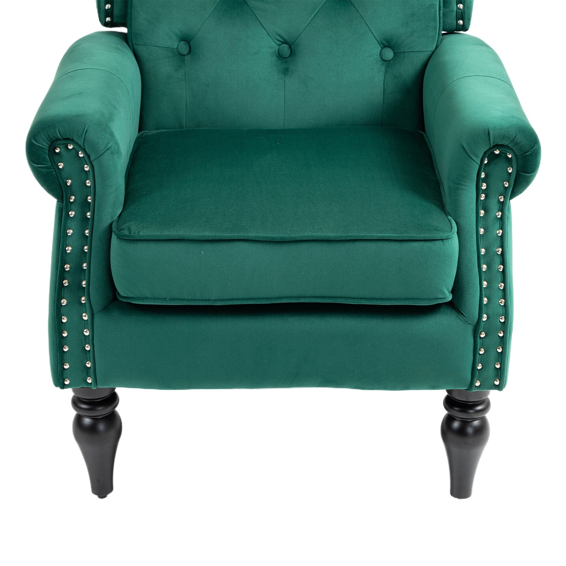 Coolmore Wood Frame Armchair, Modern Accent Chair Lounge Chair With Sturdy Wood Legs For Living Room Bedroom Green Green Primary Living Space Foam Velvet