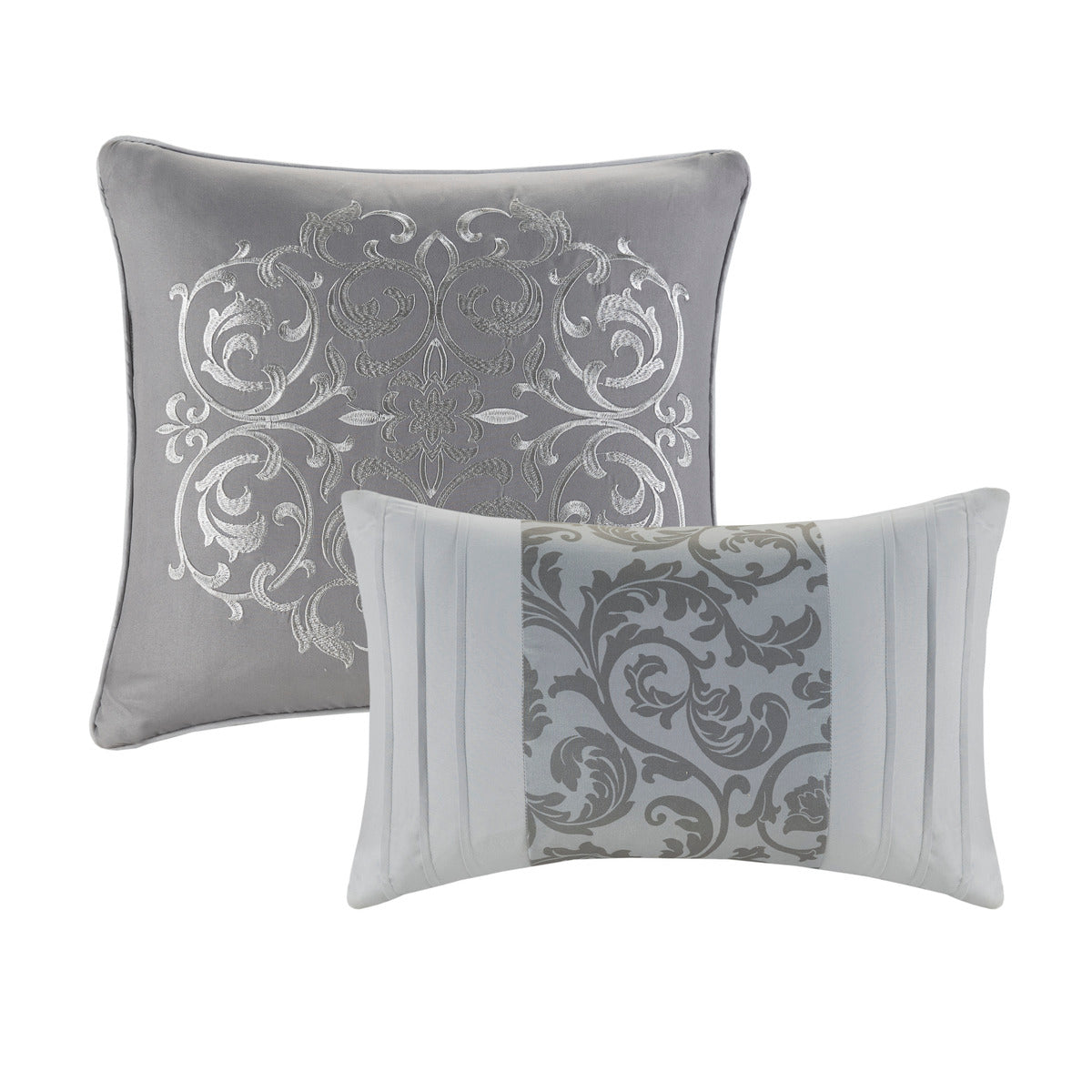 Embroidered 8 Piece Comforter Set Grey Cal King California King Grey Polyester