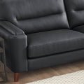 Elm Leather Sofa Black Down Filling Genuine Leather 2 Seat