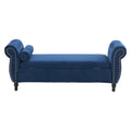 Velvet Multifunctional Storage Rectangular Ottoman Bench With 1 Pillow, Navy Blue Antique Navy Blue Polyester Wood Solid Beige Pine Flip Top Polyester With Storage Velvet