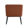 Brown Minimalist Armless Sofa Chair With Pu Backrest And Black Metal Legs, Suitable For Offices, Restaurants, Kitchens, And Bedrooms Brown Metal