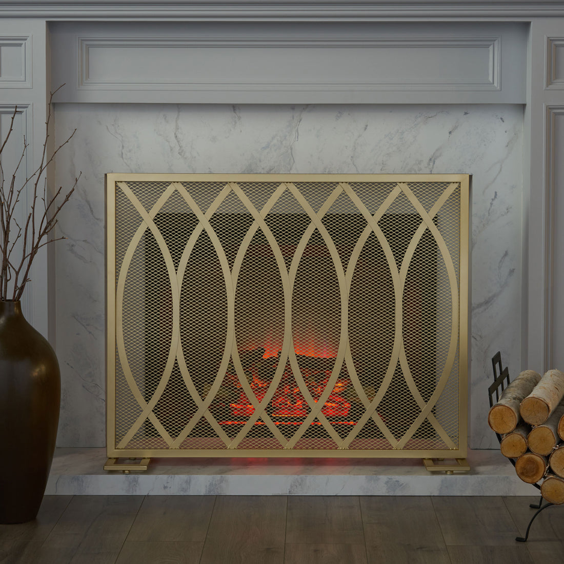 Fire Screen Gold Iron
