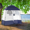 Outsunny Shower Tent, Pop Up Privacy Shelter For Camping, Dressing Changing Room, Portable Instant Outdoor Shower Tent Enclosure W 2 Rooms, Shower Bag, Floor And Carrying Bag, Blue Blue Taffeta