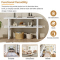 Retro Elegant Console Table With Marble Effect Top And Versatile Storage Solutions For Entryway And Living Room Antique White Antique White Solid Wood Mdf