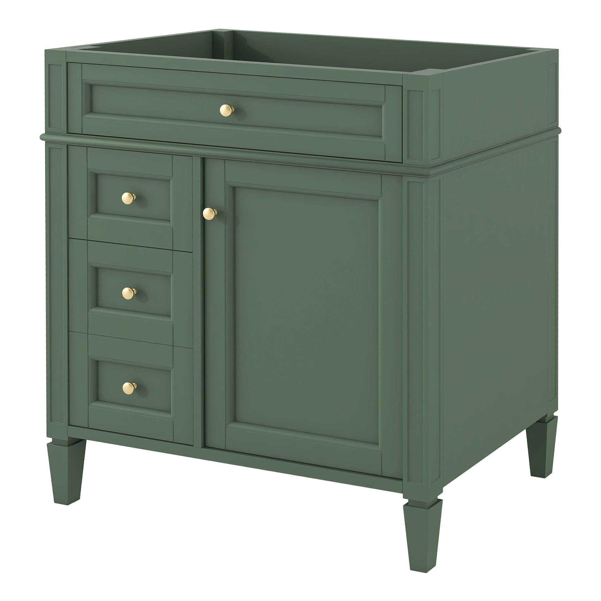 30'' Bathroom Vanity Without Top Sink, Modern Bathroom Storage Cabinet With 2 Drawers And A Tip Out Drawer Not Include Basin Green Bathroom Solid Wood Mdf