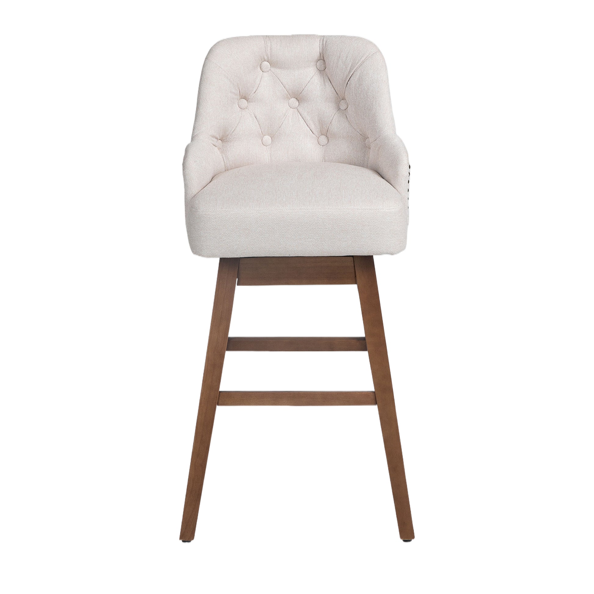 Coolmore Bar Stools Set Of 2 Counter Height Chairs With Footrest For Kitchen, Dining Room And 360 Degree Solid Wood Legs Swivel Bar Stools Set Of 2 Beige Linen Beige Foam Linen