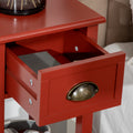 Homcom 2 Tier Side Table With Drawer, Narrow End Table With Bottom Shelf, For Living Room Or Bedroom, Red Red Mdf