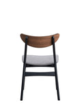 Rebi Gray Linen, Walnut & Black Finish Side Chair Set Of 2 Black,Gray,Walnut Linen,Synthetic Wood